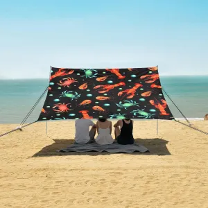 Lobsters Beach Camping Tent Sun Shelter for Whole Family, Sea Animals Beach Shade Canopy with UPF50  UV Protection,Easy Set Up and Carry,Outdoor Shade for Trips, Fishing, Backyard Fun Picnics