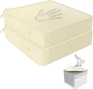 LOKHOM Outdoor Chair Cushions Set of 2，19" x 19" x 4" Waterproof Outdoor Seat Cushions for Patio Furniture, Soft Square Corner Sofa Outdoor Cushions with Handle & Adjustable Straps(Beige)