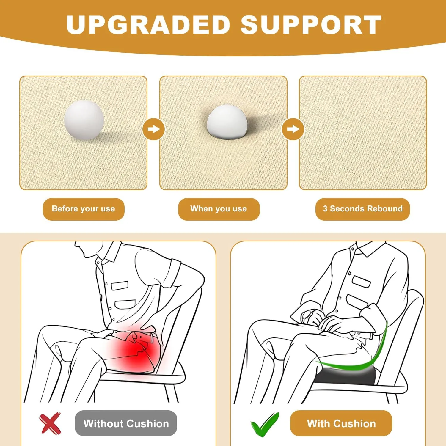 LOKHOM Outdoor Chair Cushions Set of 2，19" x 19" x 4" Waterproof Outdoor Seat Cushions for Patio Furniture, Soft Square Corner Sofa Outdoor Cushions with Handle & Adjustable Straps(Beige)