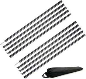 Long Leaf Tent Poles,Adjustable Steel Rods for Camping Tarps,Backpacking,Shelters,Portable Tarp Poles Rods-2 Pack