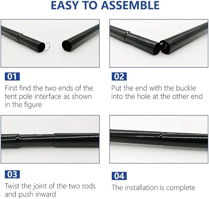 Long Leaf Tent Poles,Adjustable Steel Rods for Camping Tarps,Backpacking,Shelters,Portable Tarp Poles Rods-2 Pack