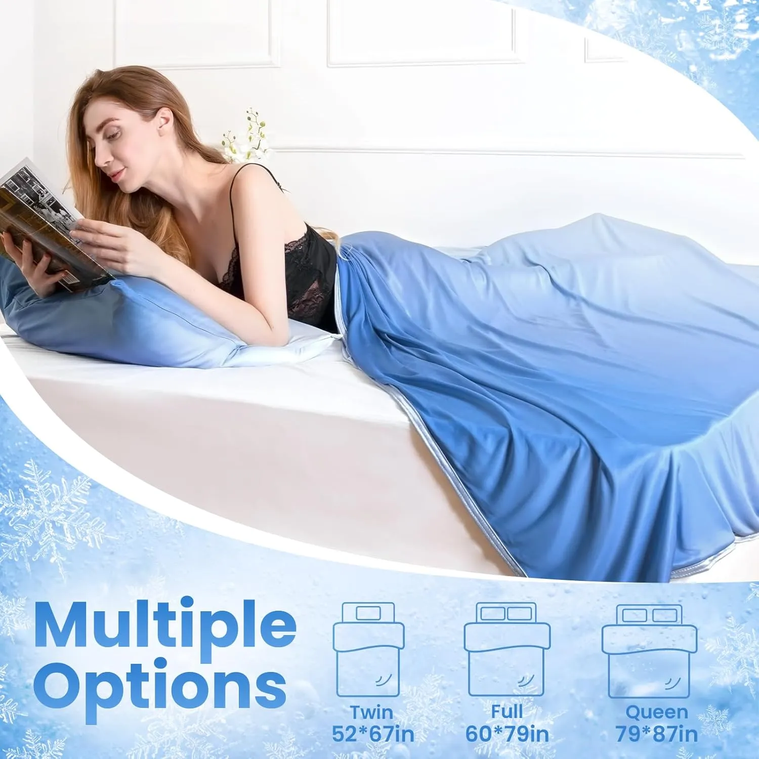 LUXEAR Gradient Cooling Blanket, Double-Sided Q-Max>0.5 Arc-Chill Summer Cold Blanket for Bed Sofa Chair Travel, Absords Heat to Keep Body Cool for Hot Sleeper & Night Sweats Adult Kids - 79"x86"