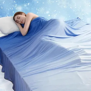 LUXEAR Gradient Cooling Blanket, Double-Sided Q-Max>0.5 Arc-Chill Summer Cold Blanket for Bed Sofa Chair Travel, Absords Heat to Keep Body Cool for Hot Sleeper & Night Sweats Adult Kids - Throw Blue