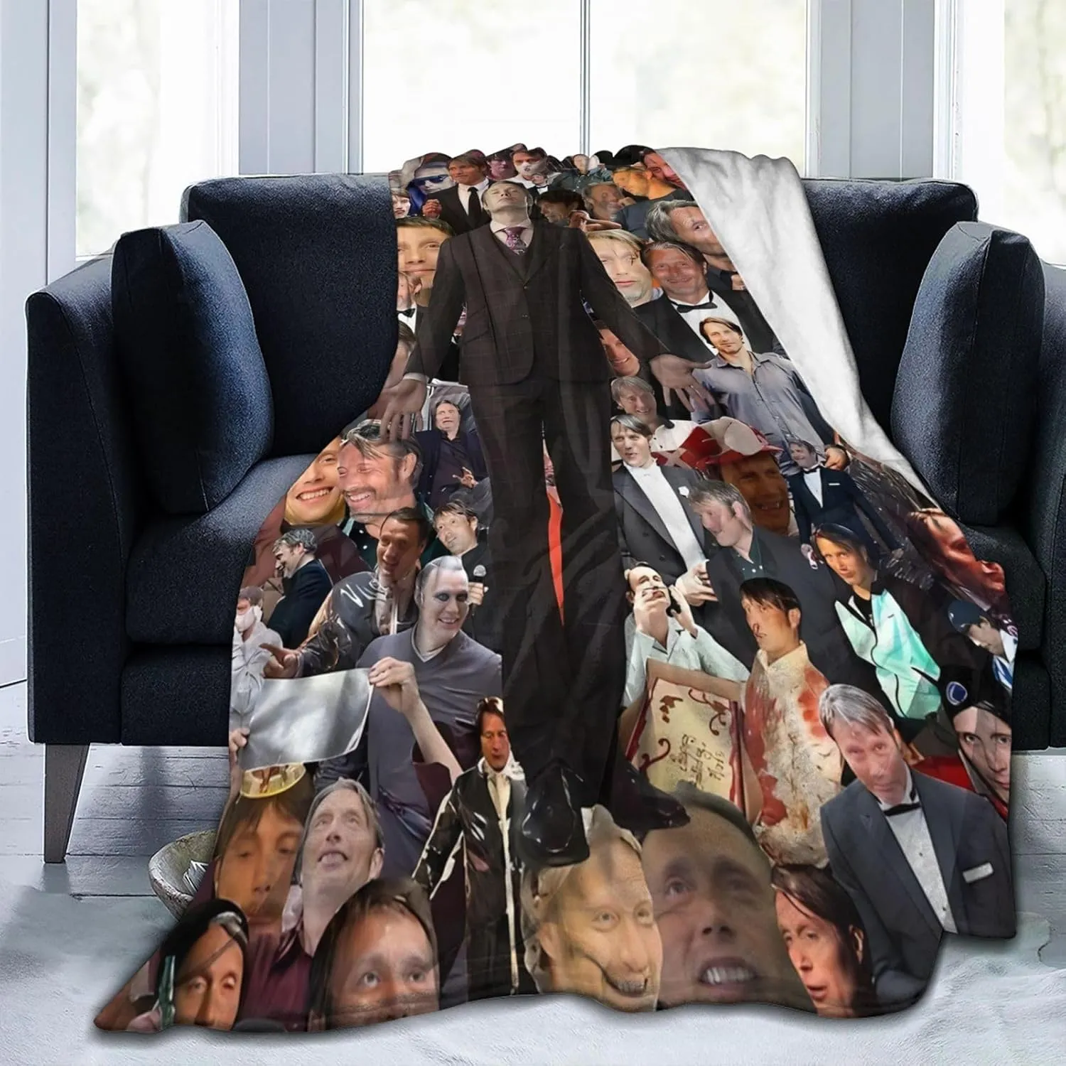 Mads Mikkelsen Blanket Flannel Fleece Printed Throw Blankets Ultra Soft Micro Warm Blanket for All Season Bedding Chair Sofa Couch Bed 50"x40"