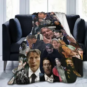 Mads Mikkelsen Blanket Flannel Fleece Printed Throw Blankets Ultra Soft Micro Warm Blanket for All Season Bedding Chair Sofa Couch Bed 50"x40"