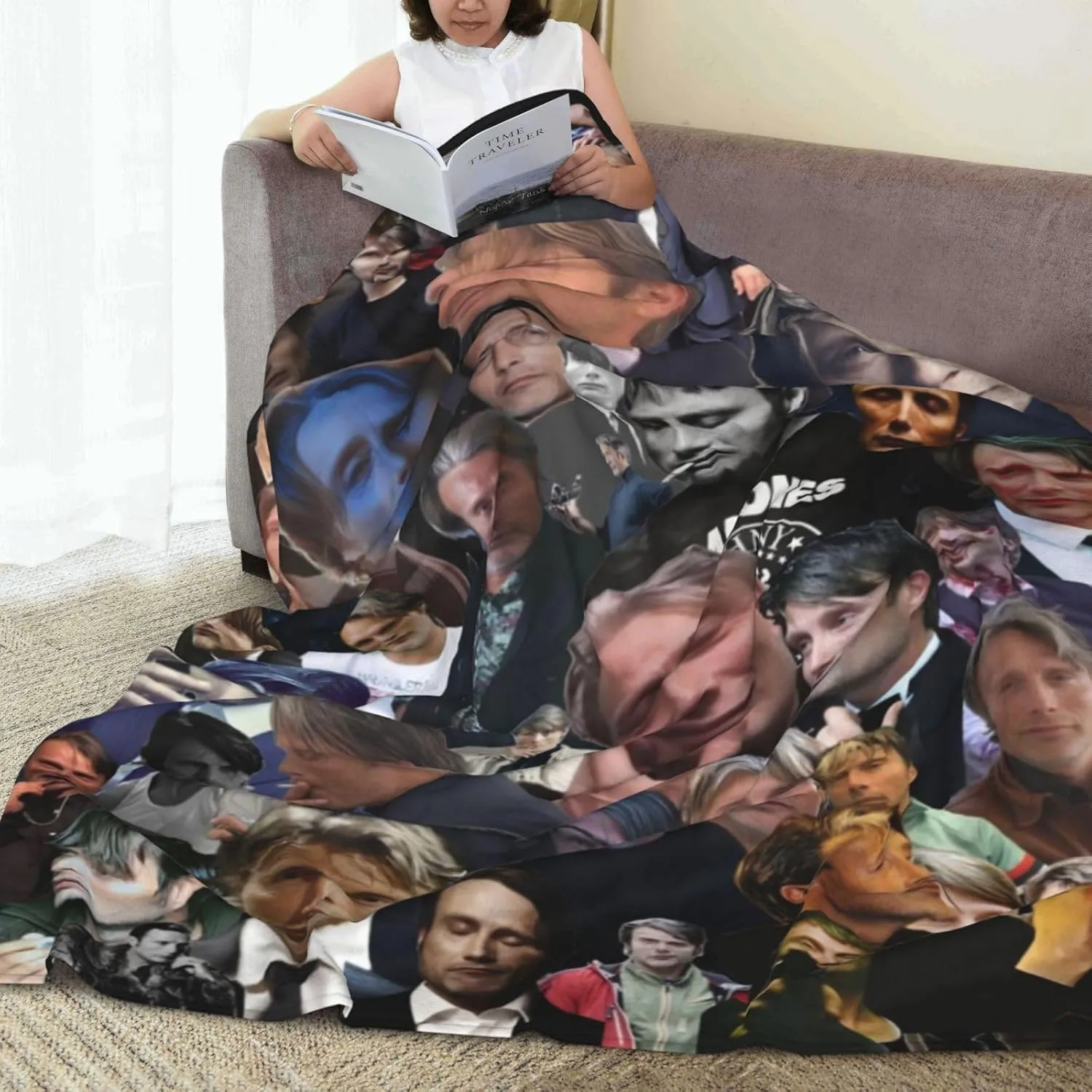 Mads Mikkelsen Blanket Flannel Fleece Printed Throw Blankets Ultra Soft Micro Warm Blanket for All Season Bedding Chair Sofa Couch Bed 50"x40"