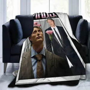Mads Mikkelsen Blanket Flannel Fleece Printed Throw Blankets Ultra Soft Micro Warm Blanket for All Season Bedding Chair Sofa Couch Bed 50"x40"
