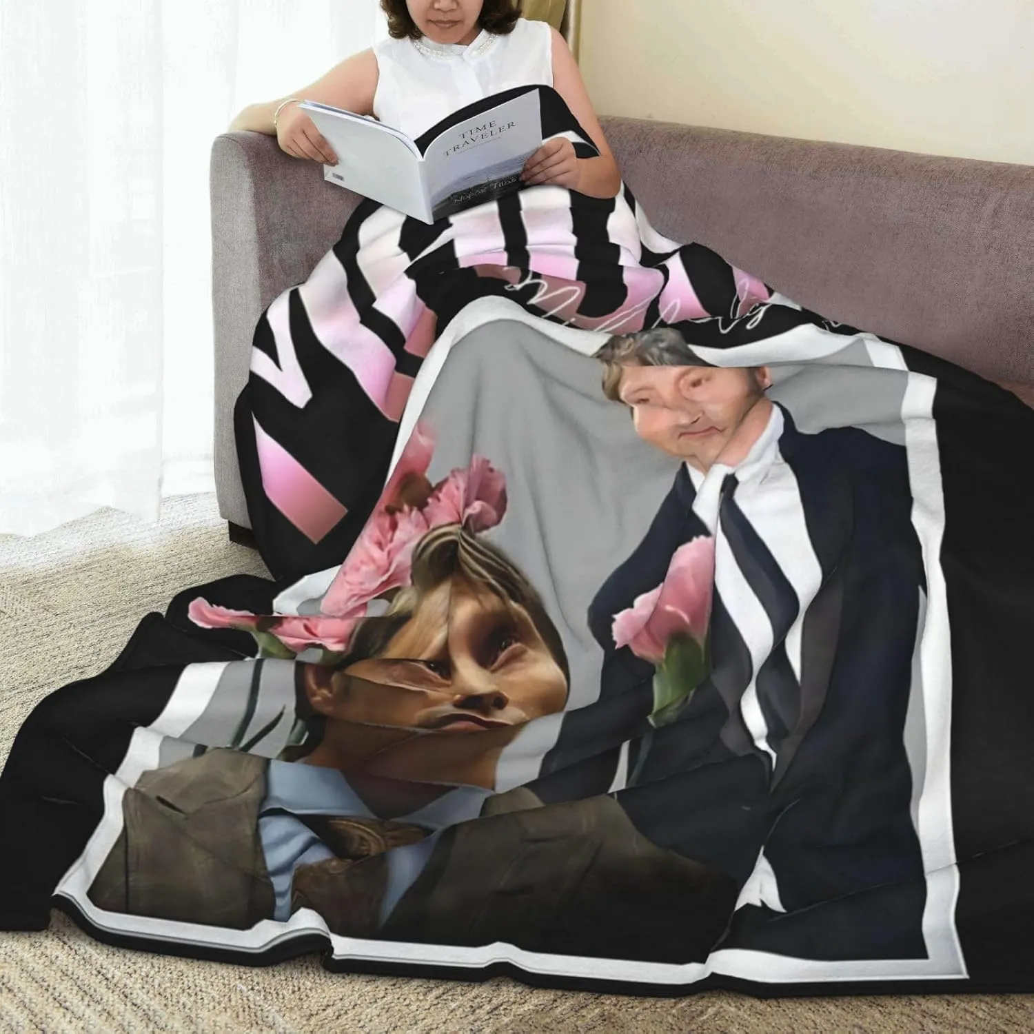 Mads Mikkelsen Blanket Flannel Fleece Printed Throw Blankets Ultra Soft Micro Warm Blanket for All Season Bedding Chair Sofa Couch Bed 50"x40"
