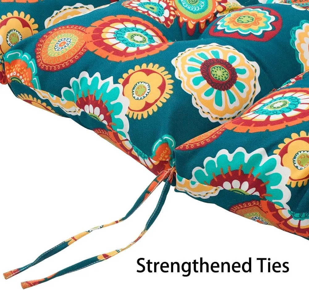 Magpie Fabrics Indoor Outdoor Tufted High Back Chair Cushion Set of 2, Waterproof All-Weather Deep Seating Rocking Chair Patio Chaise Lounge Sun Lounger Chair Cushions(Heronsbill Turquoise Green)