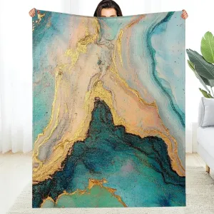 Marble Abstract Painting Flannel Blanket, Reversible Tear-Resistant Soft Cozy Blanket, Multi-Purpose for Sofa, Travel, Camping, Bed, Chair 60 * 80in