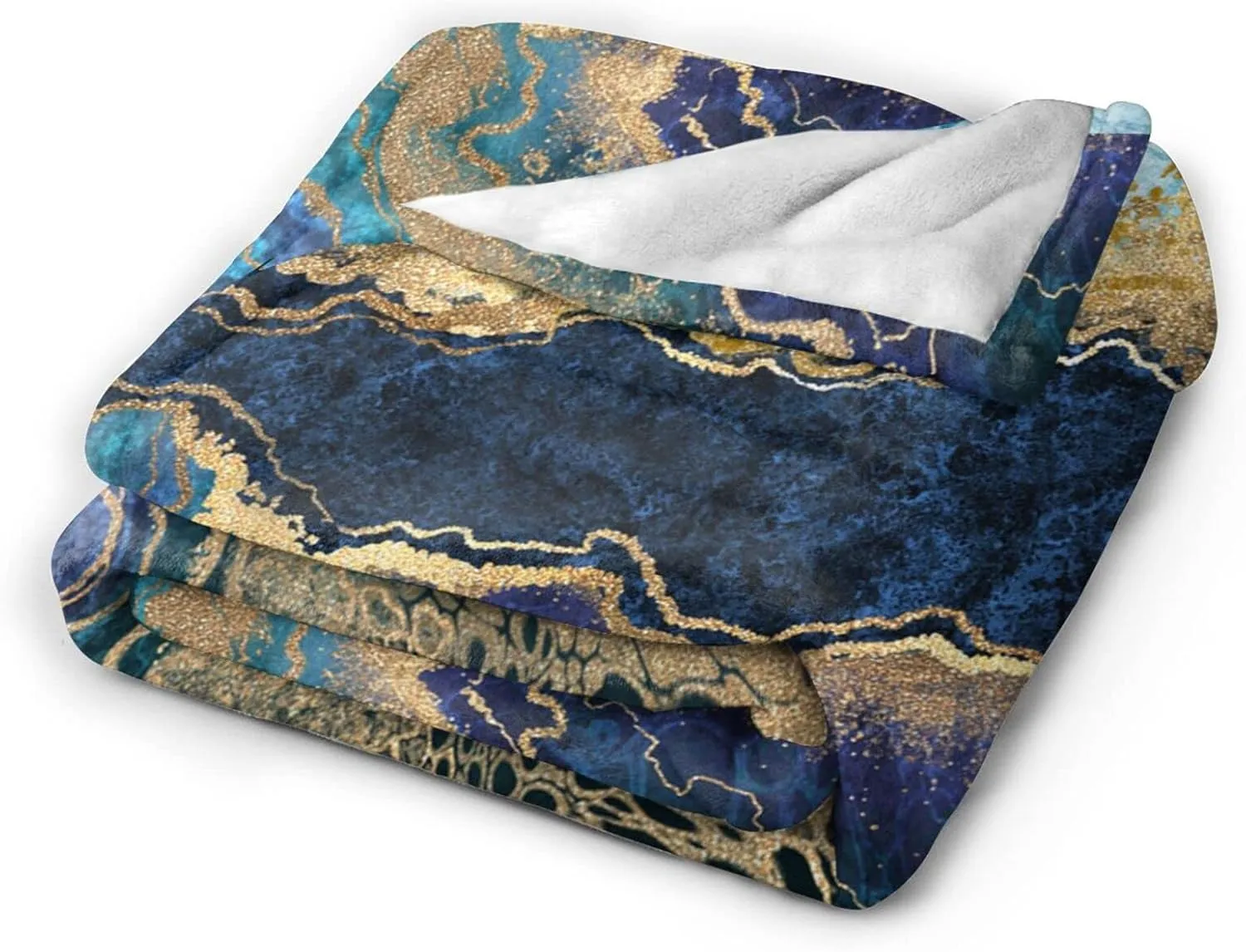Marble Blue Throw Blanket Soft Cozy Plush Warm Fleece Blanket for Sofa Couch Bed 80"X60"