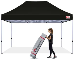 MASTERCANOPY Pop Up Canopy Tent Commercial Grade 10x15 Instant Shelter (Black)