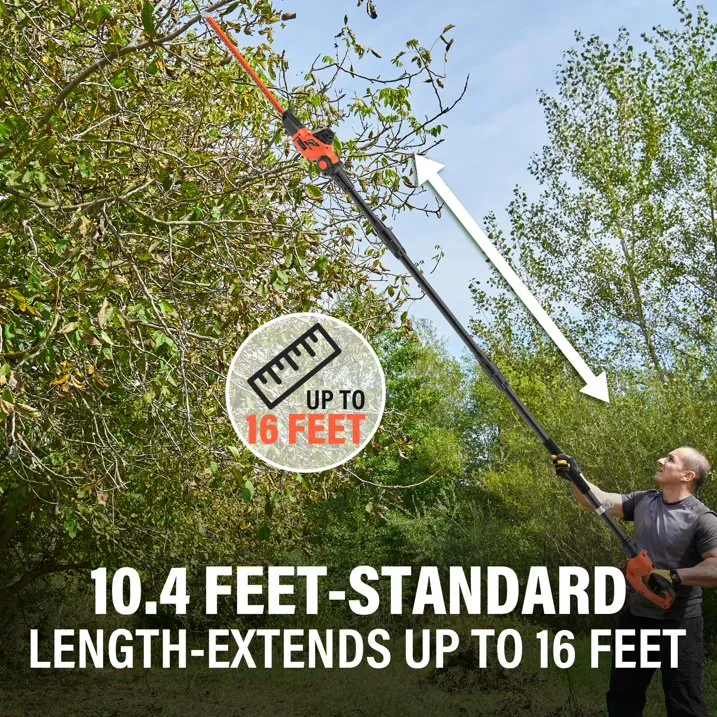 MAXLANDER Hedge Trimmer 18-Inch Cordless Pole Hedge Trimmer, 16-Feet Max Reach Hedge Trimmer with Extension Pole, Multi-angle Adjustable, 2.0Ah Battery and Charger Included
