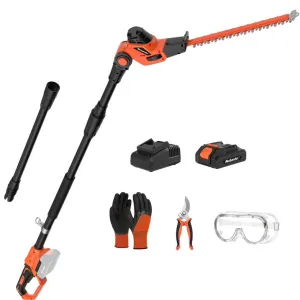 MAXLANDER Hedge Trimmer 18-Inch Cordless Pole Hedge Trimmer, 16-Feet Max Reach Hedge Trimmer with Extension Pole, Multi-angle Adjustable, 2.0Ah Battery and Charger Included