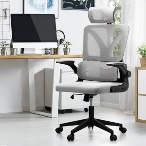 Mesh Office Chair Adjustable Lumbar Support D-Shape BK&GY