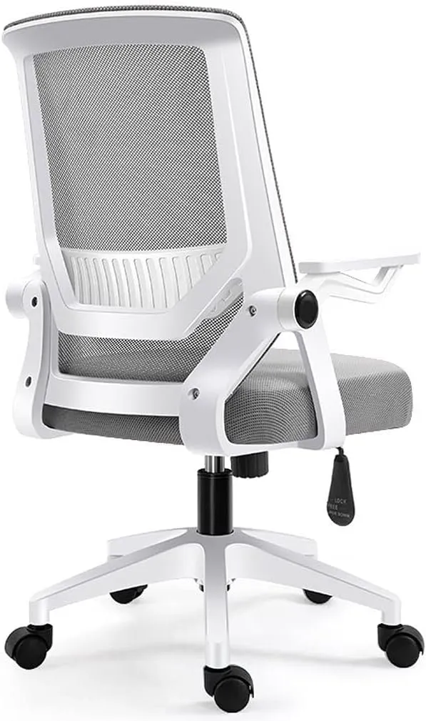 Mesh Office Chair with Pulley Bracket,Ergonomic High-Back Adjustable Desk Chair with armrests, for Office, Dormitory, Home Gift (Color : Red) (Light Gray)(Light Gray)