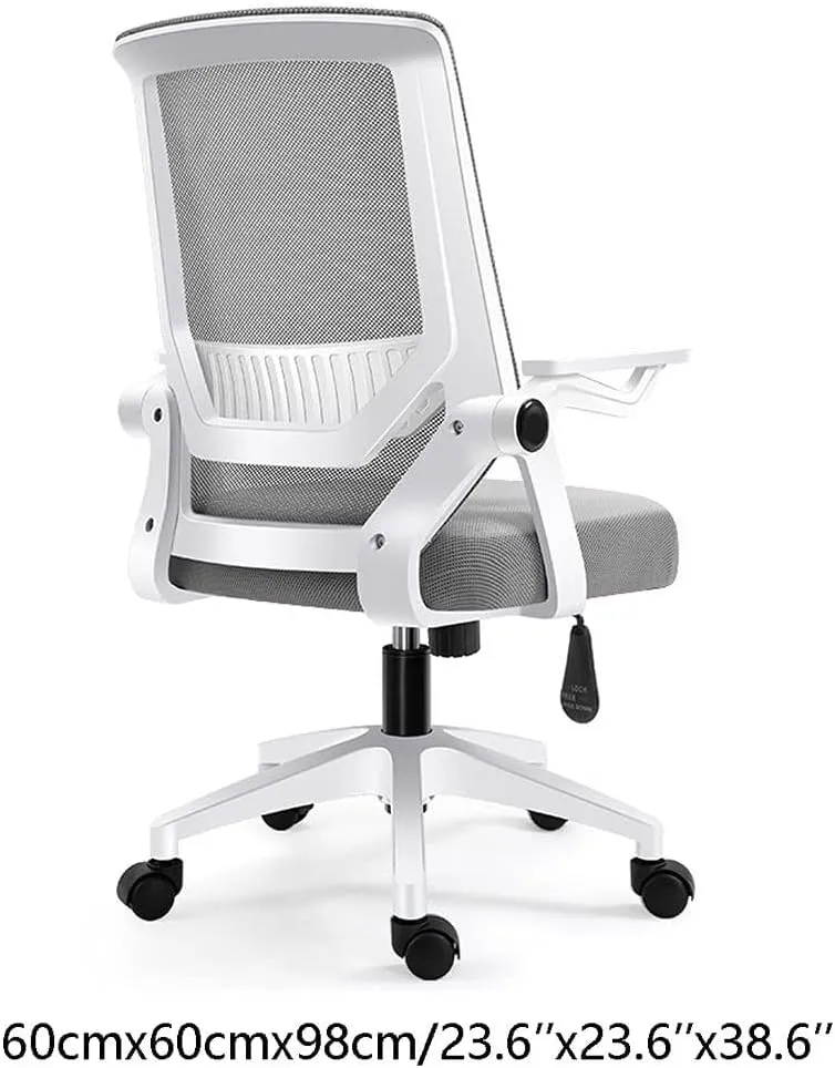 Mesh Office Chair with Pulley Bracket,Ergonomic High-Back Adjustable Desk Chair with armrests, for Office, Dormitory, Home Gift (Color : Red) (Light Gray)(Light Gray)