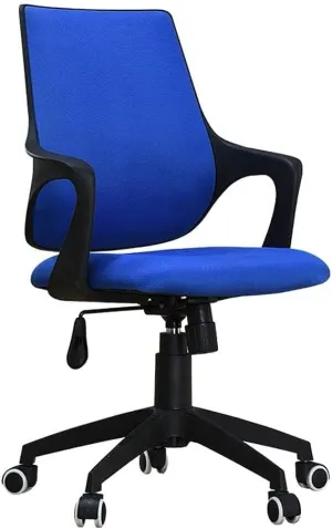 Mesh Office Chair with Pulley Bracket,Ergonomic High-Back Adjustable Desk Chair with armrests, for Office, Dormitory, Home Gift (Color : Yellow Black, White Blue)(Blue Black)