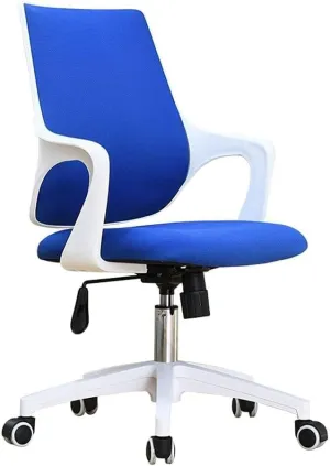 Mesh Office Chair with Pulley Bracket,Ergonomic High-Back Adjustable Desk Chair with armrests, for Office, Dormitory, Home Gift (Color : Yellow Black, White Blue)(White Blue)