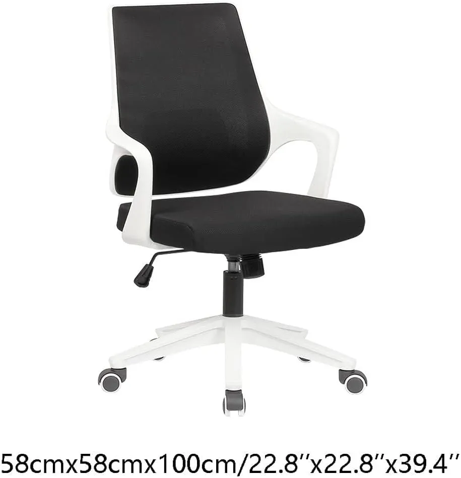 Mesh Office Chair with Pulley Bracket,Ergonomic High-Back Adjustable Desk Chair with armrests, for Office, Dormitory, Home Gift (Color : Yellow Black, White Blue)(White Blue)