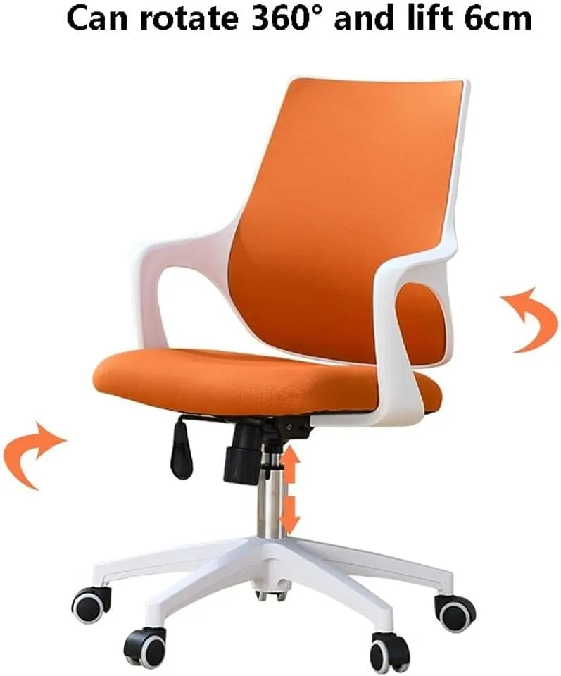 Mesh Office Chair with Pulley Bracket,Ergonomic High-Back Adjustable Desk Chair with armrests, for Office, Dormitory, Home Gift (Color : Yellow Black, White Blue)(White Blue)