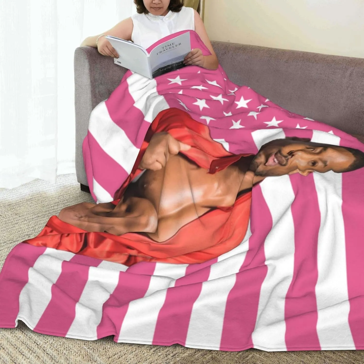 Michael B. Jordan Blanket Flannel Fleece Printed Throw Blankets Ultra Soft Micro Warm Blanket for All Season Bedding Chair Sofa Couch Bed 50"x40"