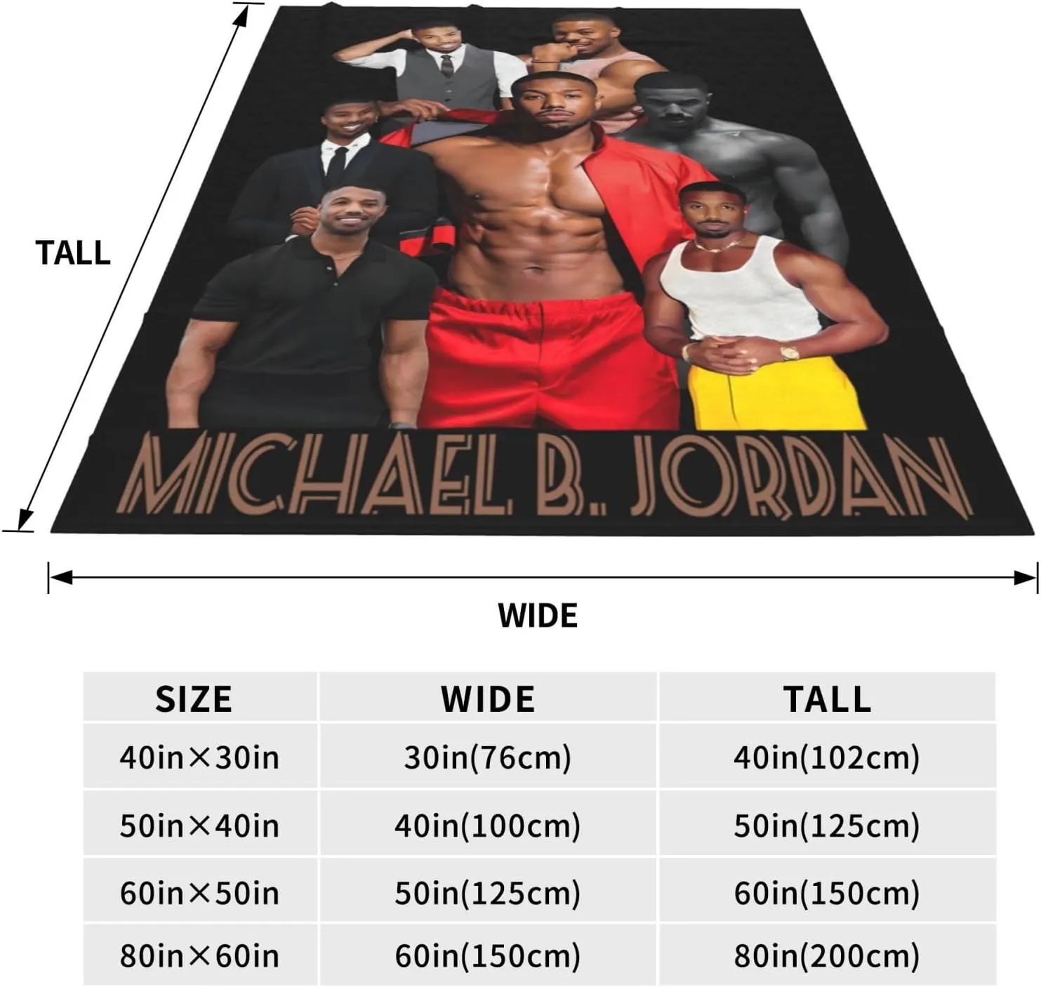 Michael B. Jordan Blanket Flannel Fleece Printed Throw Blankets Ultra Soft Micro Warm Blanket for All Season Bedding Chair Sofa Couch Bed 50"x40"