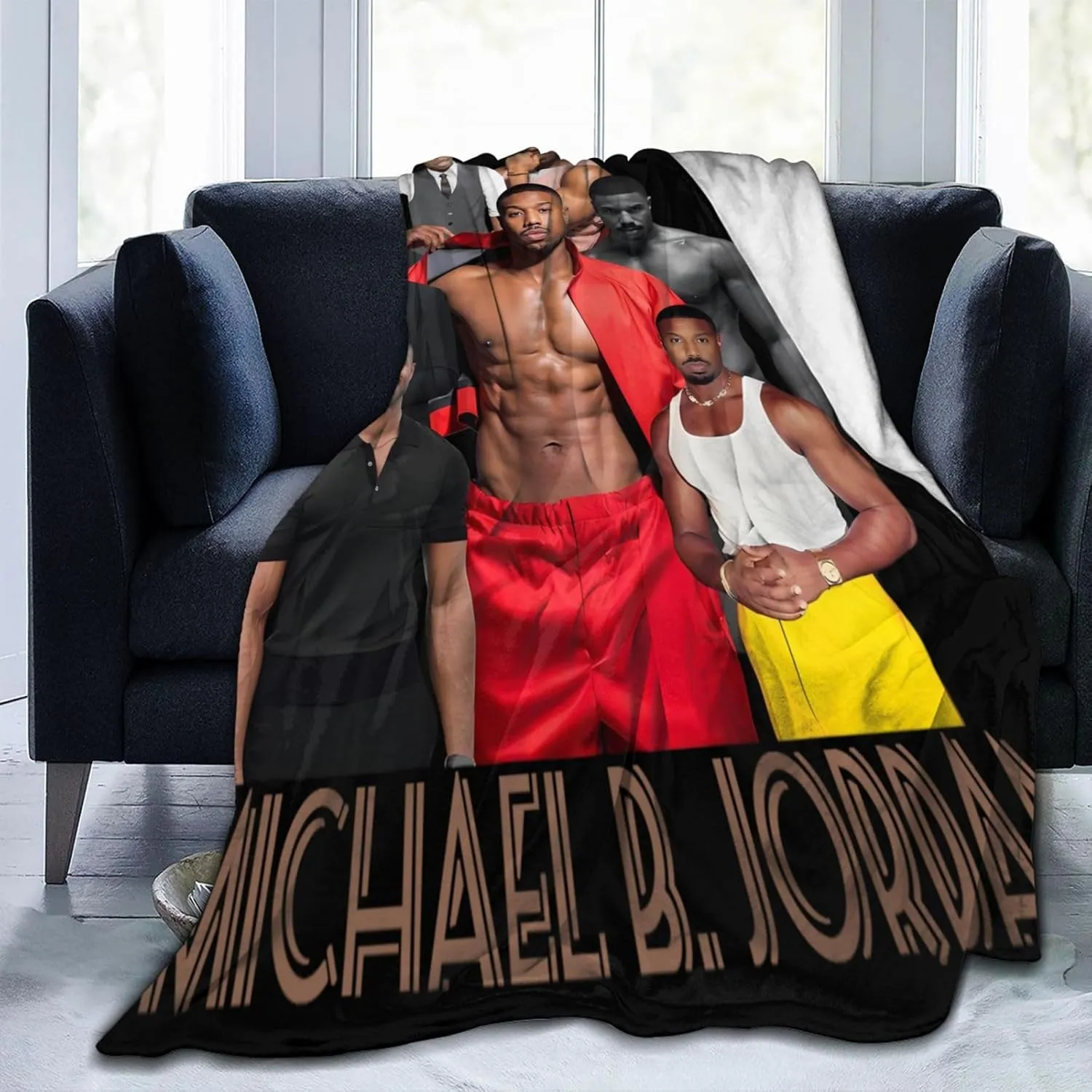 Michael B. Jordan Blanket Flannel Fleece Printed Throw Blankets Ultra Soft Micro Warm Blanket for All Season Bedding Chair Sofa Couch Bed 50"x40"