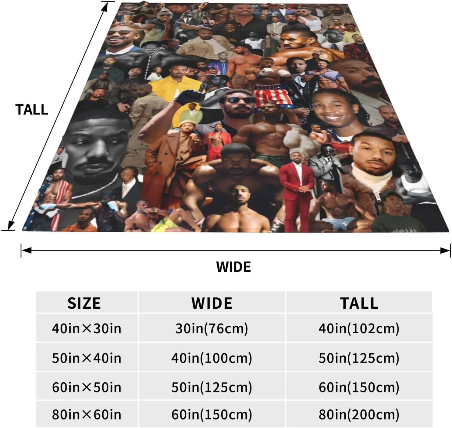 Michael B. Jordan Blanket Flannel Fleece Printed Throw Blankets Ultra Soft Micro Warm Blanket for All Season Bedding Chair Sofa Couch Bed 50"x40"