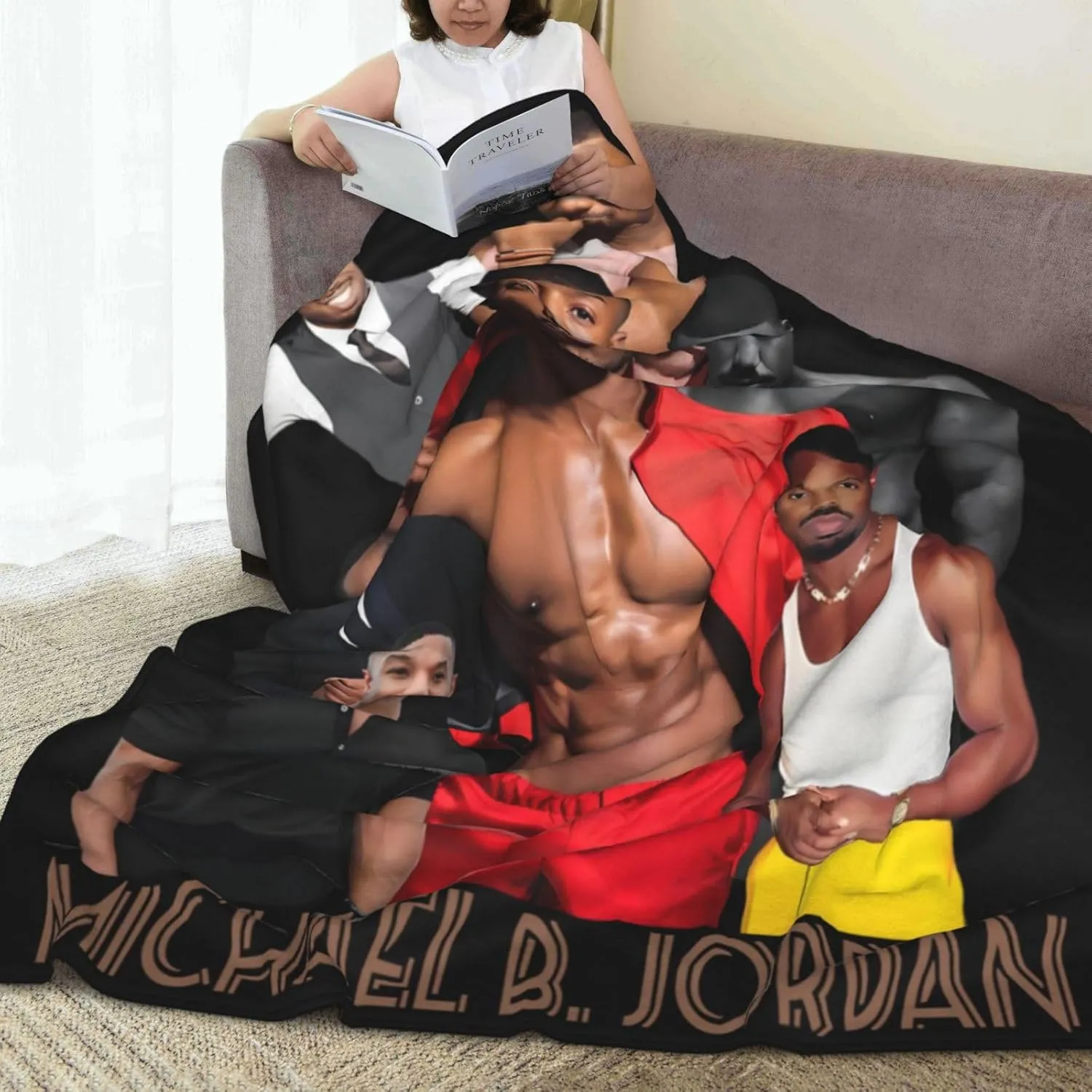 Michael B. Jordan Blanket Flannel Fleece Printed Throw Blankets Ultra Soft Micro Warm Blanket for All Season Bedding Chair Sofa Couch Bed 50"x40"