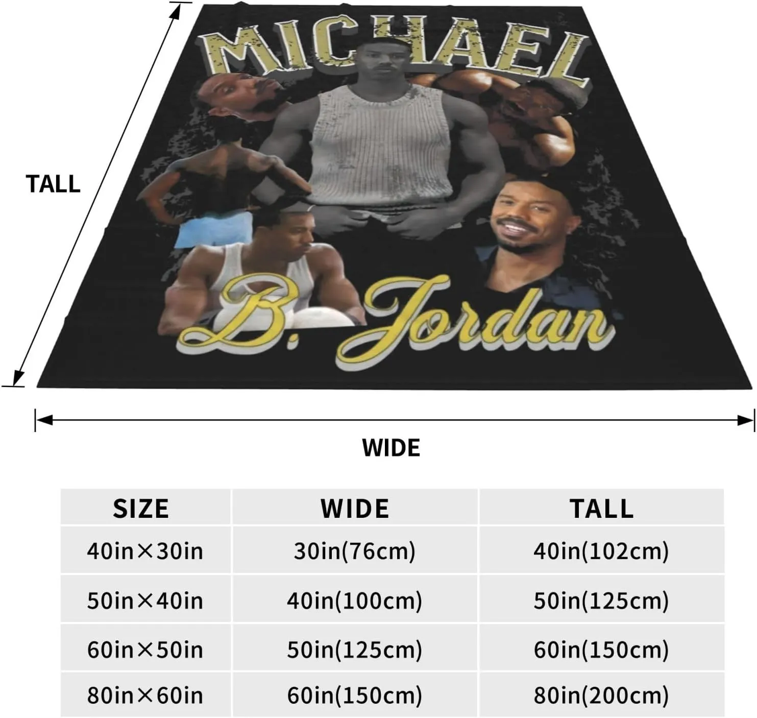 Michael B. Jordan Blanket Flannel Fleece Printed Throw Blankets Ultra Soft Micro Warm Blanket for All Season Bedding Chair Sofa Couch Bed 50"x40"