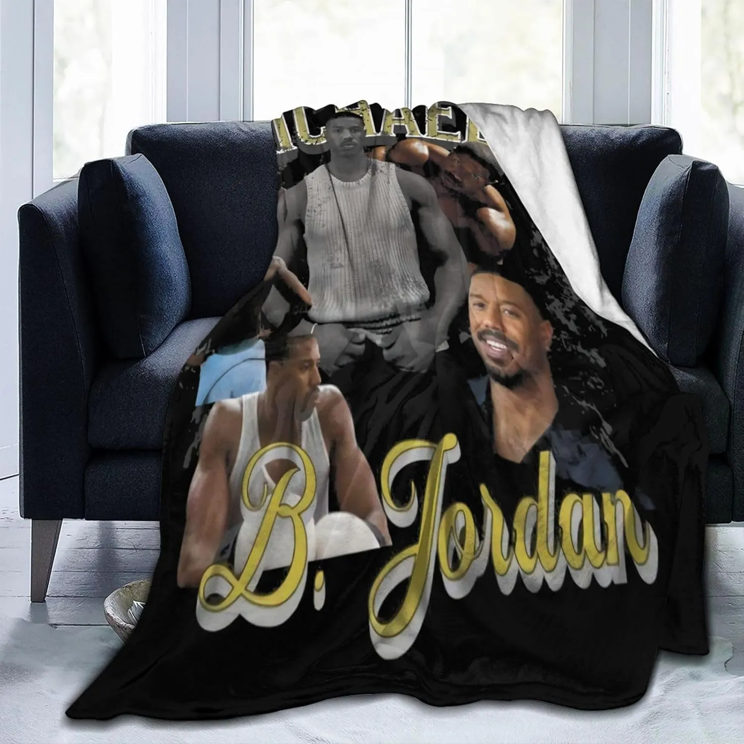 Michael B. Jordan Blanket Flannel Fleece Printed Throw Blankets Ultra Soft Micro Warm Blanket for All Season Bedding Chair Sofa Couch Bed 50"x40"