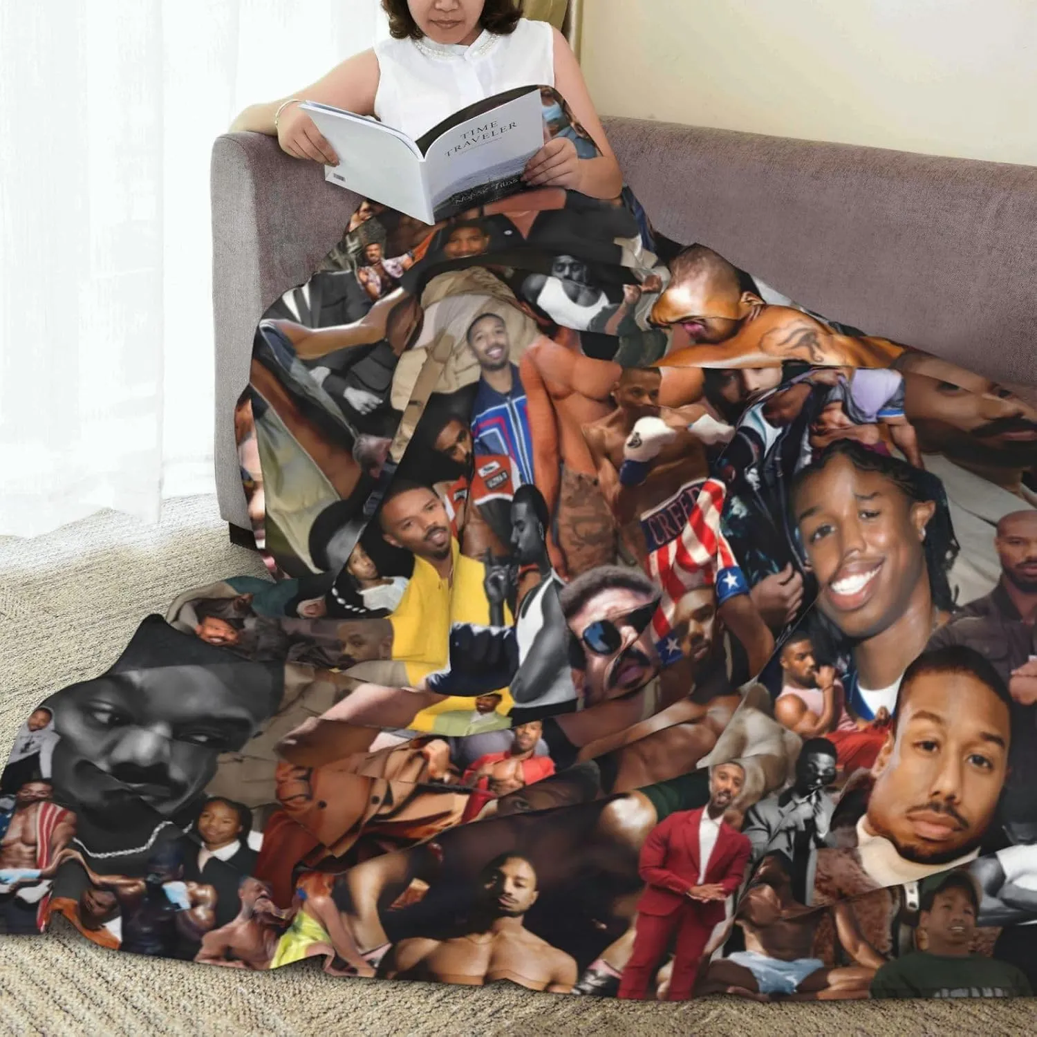 Michael B. Jordan Blanket Flannel Fleece Printed Throw Blankets Ultra Soft Micro Warm Blanket for All Season Bedding Chair Sofa Couch Bed 50"x40"