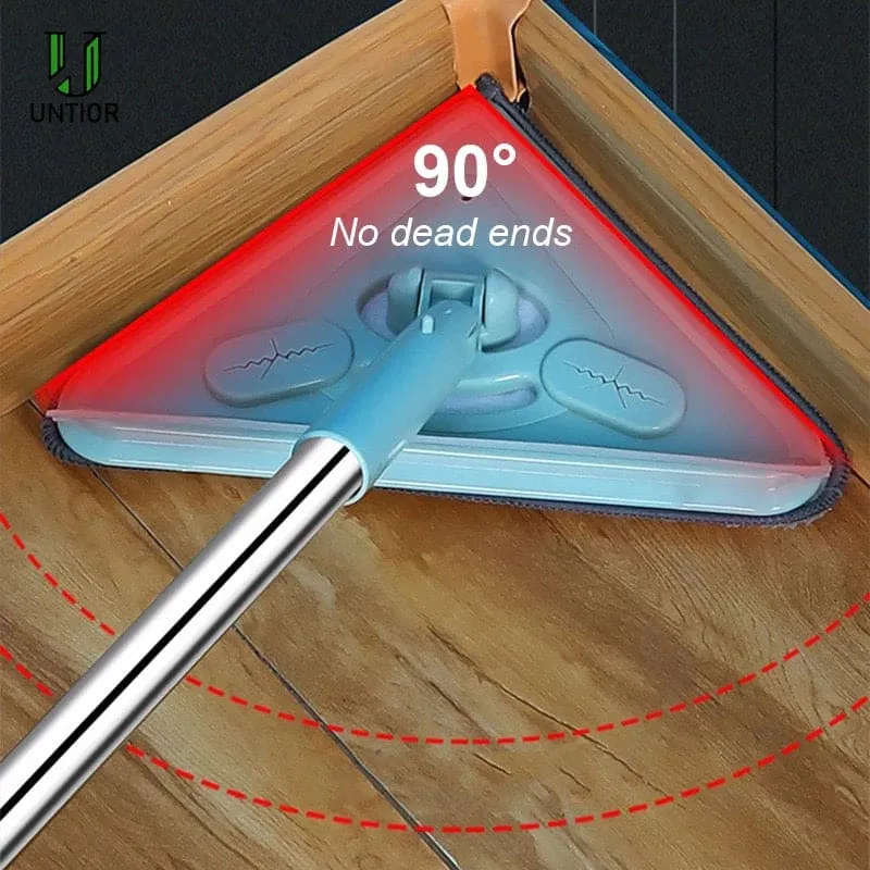 Mini Triangle Mop, 360˚ Degree Rotatable Triangular Cleaning Mop, Adjustable Spin Scrubber Tool