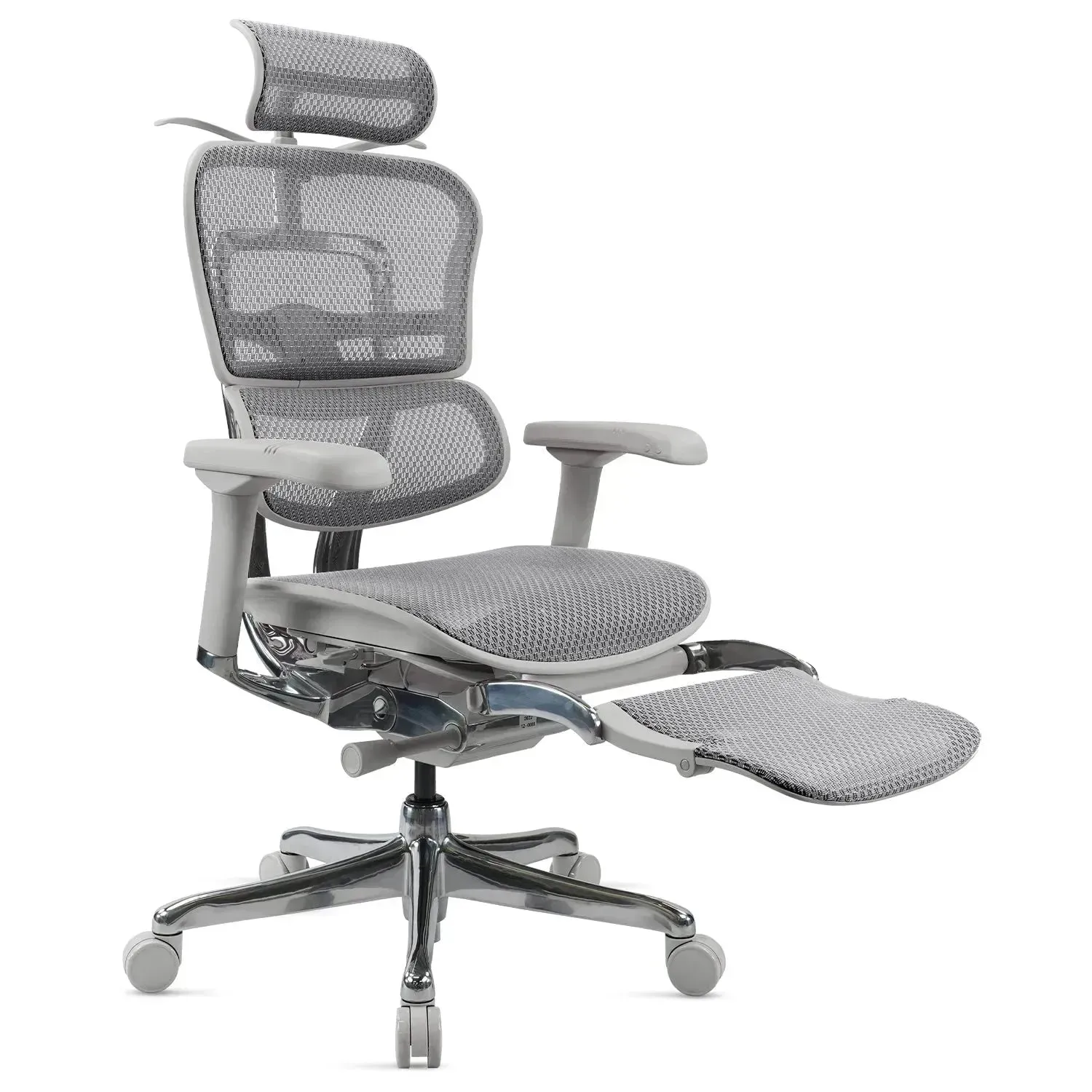 Modern Mesh  Ergonomic Office Chair Grey Frame With Legrest ERGOHUMAN E2