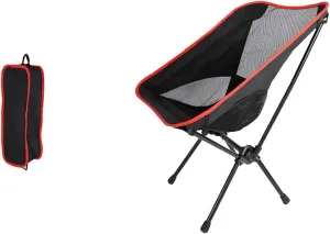 Moon Stool Portable Camping Chair Durable and Comfortable Folding Camping Chair, Perfect for Outdoor Activities, Max Load 220 lbs, Made with Aircraft Grade Aluminum (Red Black,Small Size)