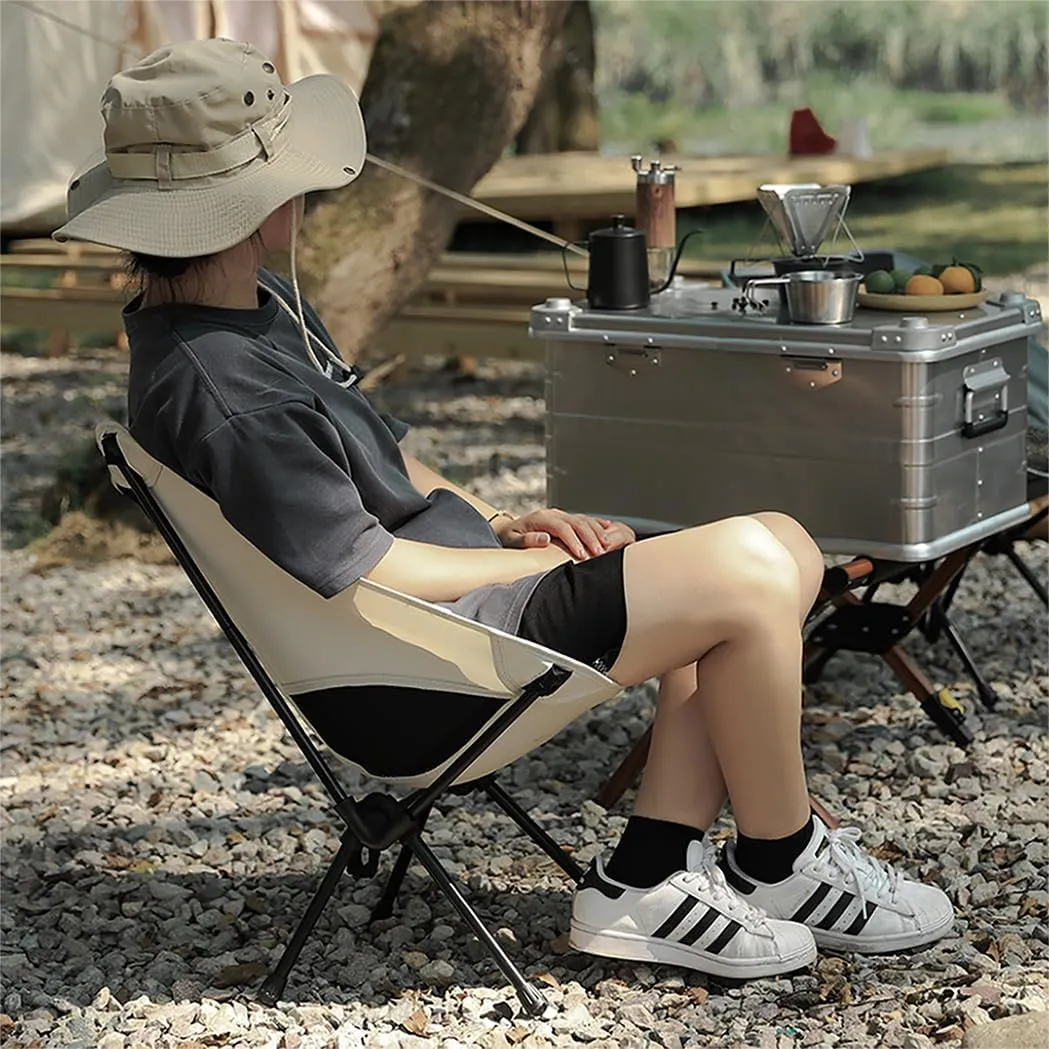 Moon Stool Portable Camping Chair Durable and Comfortable Folding Camping Chair, Perfect for Outdoor Activities, Max Load 220 lbs, Made with Aircraft Grade Aluminum (Red Black,Small Size)