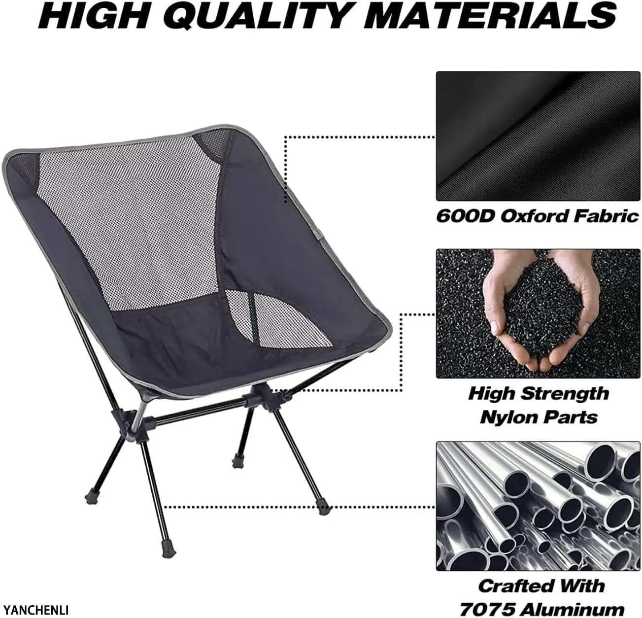 Moon Stool Portable Camping Chair Durable and Comfortable Folding Camping Chair, Perfect for Outdoor Activities, Max Load 220 lbs, Made with Aircraft Grade Aluminum (Red Black,Small Size)