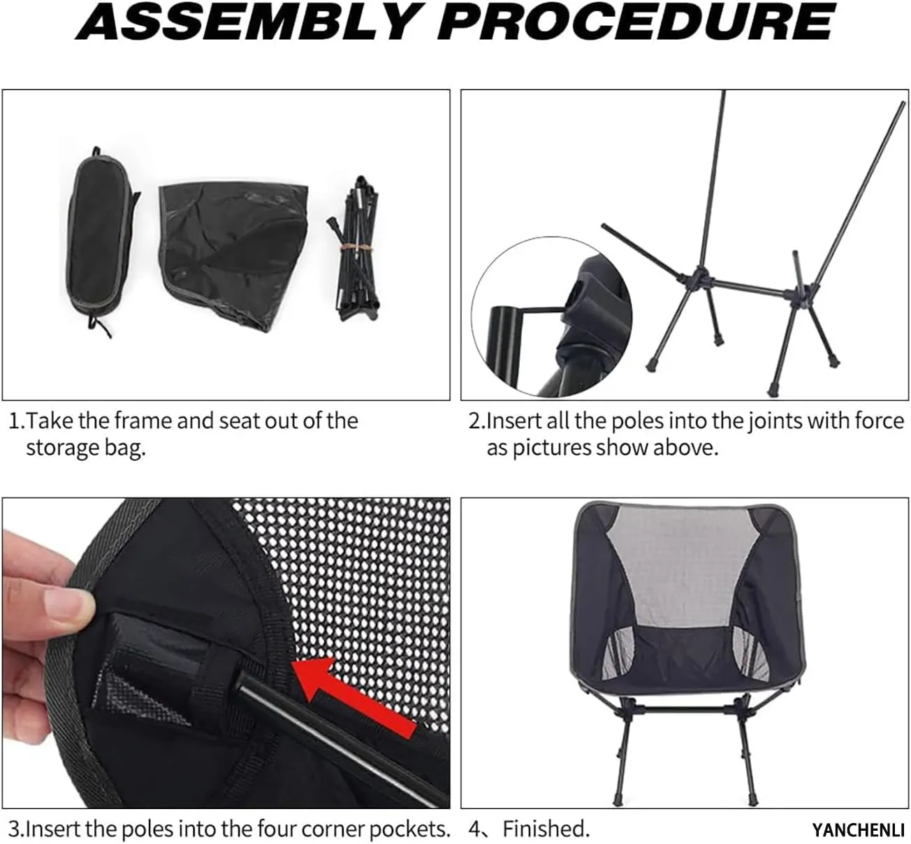 Moon Stool Portable Camping Chair Durable and Comfortable Folding Camping Chair, Perfect for Outdoor Activities, Max Load 220 lbs, Made with Aircraft Grade Aluminum (Red Black,Small Size)