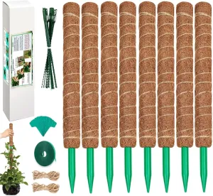 Moss Pole for Plants Monstera 164 Inch, 8 Pcs 20.5 Inch Moss Poles for Climbing Plants, Coco Coir Pole Plant Support Stakes for Indoor Climbing Plants Grow Upwards, with Garden Ties Kit