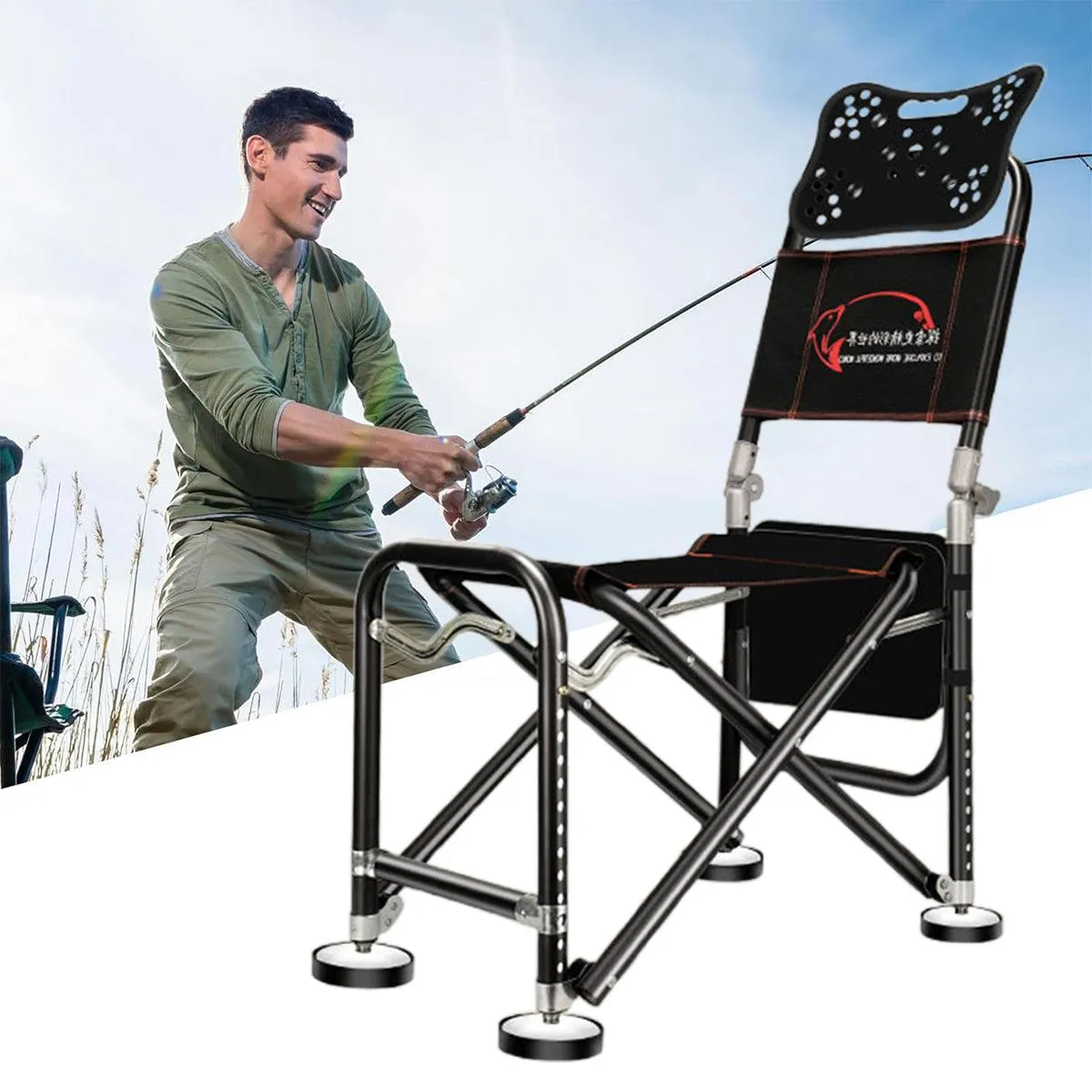 Multifunctional Recliner Folding Fishing Chair Portable Outdoor Camping Chair
