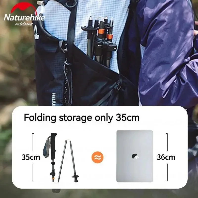Naturehike 5-Section Trekking Pole Carbon Fiber Aluminum Alloy Folding Teleskopic Ultralight Walking Stick Hiking Climbing Stick