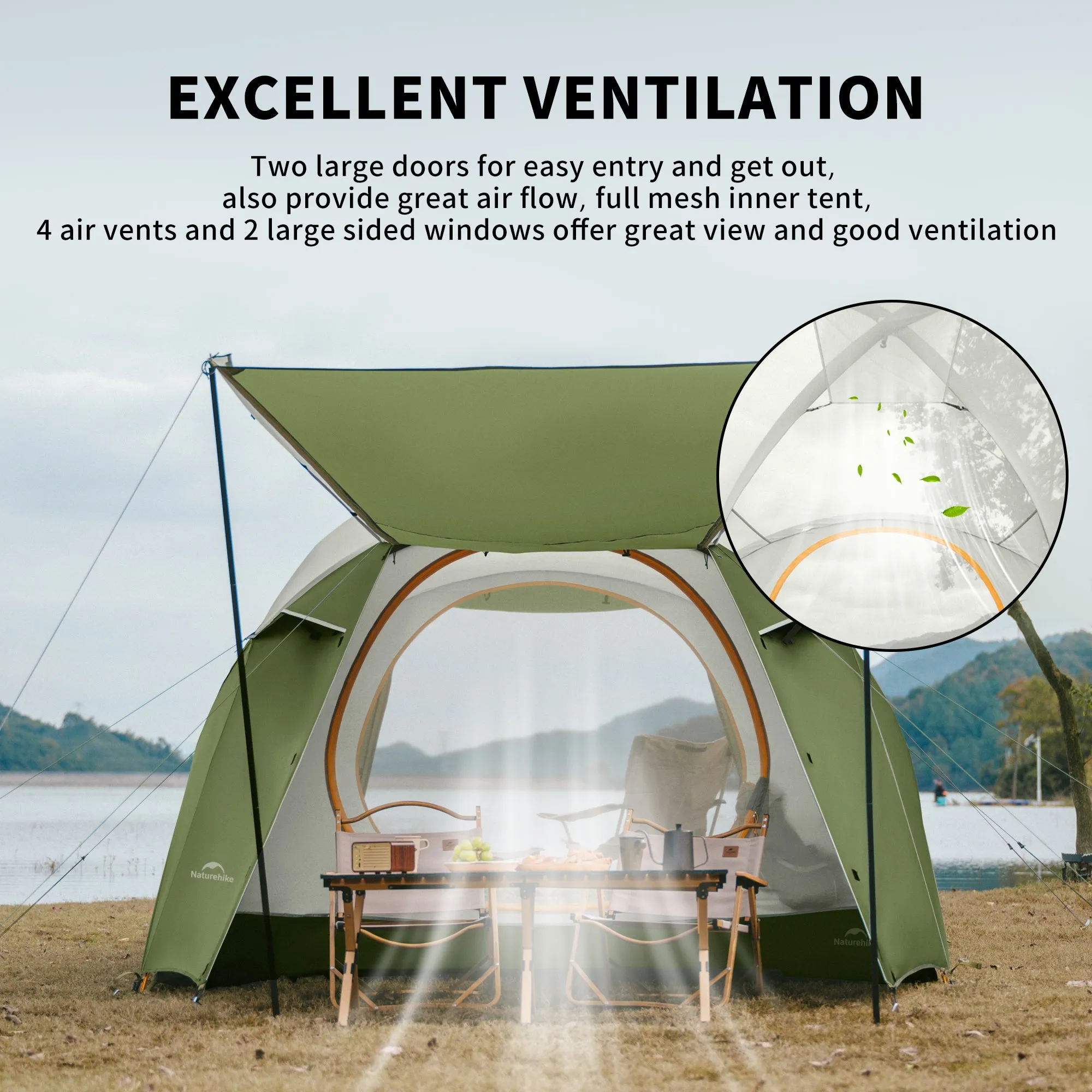 Naturehike KOTA 4 One-Bedroom And Two-Bathroom Tent