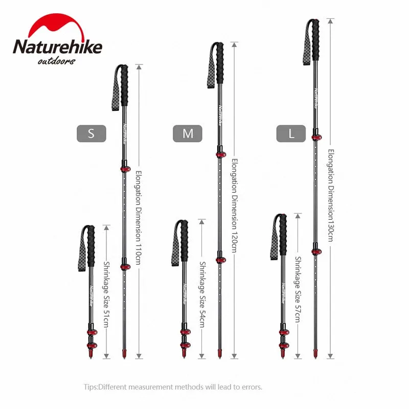 Naturehike ST10 Pure Carbon Fiber Trekking Pole Portable Ultralight 3-Section Telescopic External Lock Cane Rod Sticks Hiking Walking Mountaineering