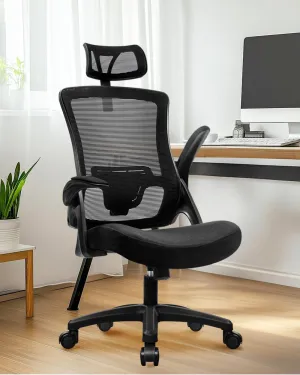 NEO CHAIR Ergonomic Adjustable Home Office Desk Chair High Back Computer Gaming Mesh Chair with Comfy Task Adjustable Arms Lumbar Neck Support Swivel for Home Office (Dark Black)