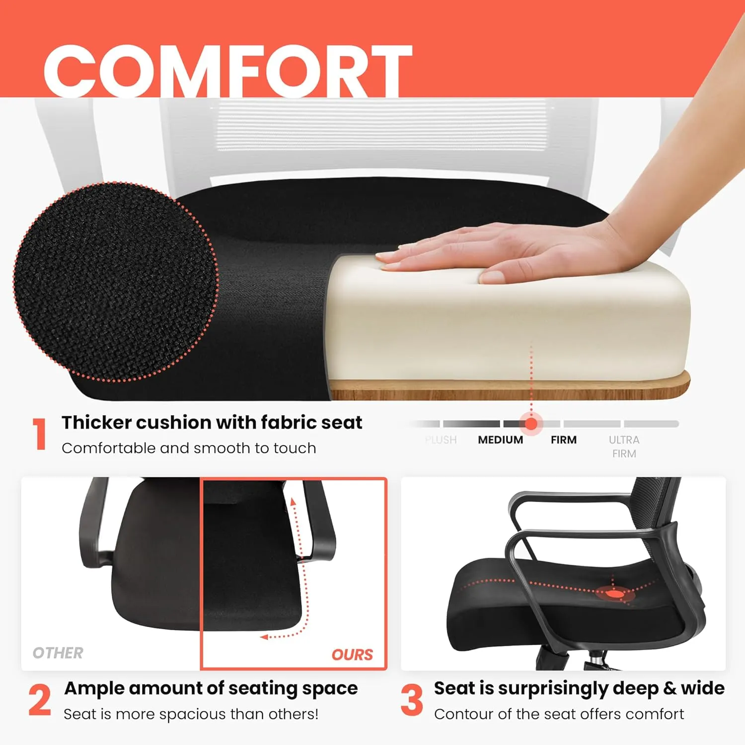 NEO CHAIR Office Chair Gaming Desk Computer Chair Ergonomic Mesh Mid Back with Wheels Lumbar Support Comfy Swivel Adjustable for Home (Black)