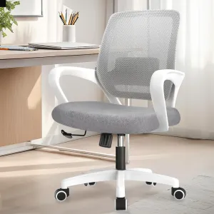 NEO CHAIR Office Desk Ergonomic Mesh Computer Chair with Lumbar Support Adjustable Height Swivel Rolling Wheels Comfy Mid Back Task Chair for Home Bedroom Vanity Study (Grey)