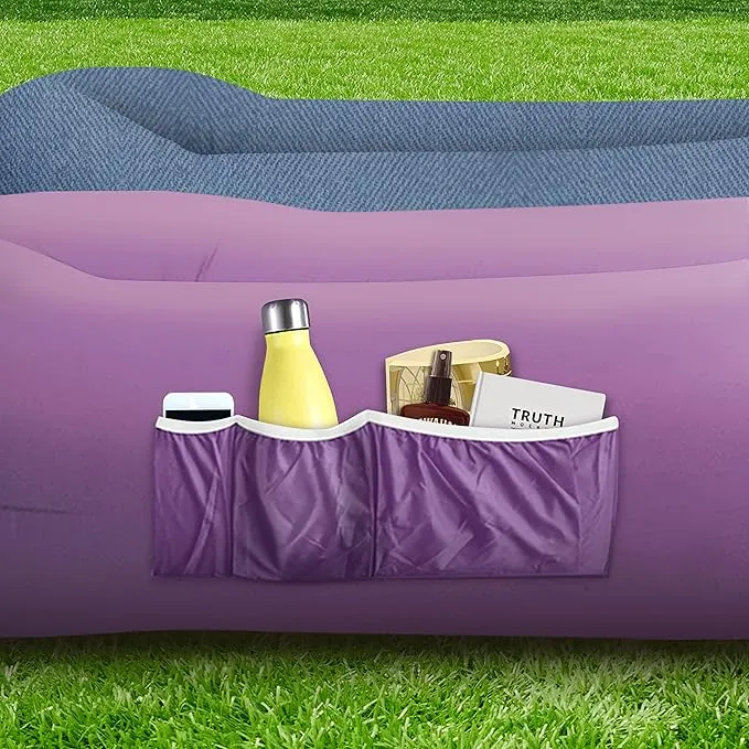 Nevlers 2 Pack Inflatable Loungers Air Sofa Couch | Perfect for Beach Chair Camping Chairs or Portable Hammock |Travel Bag Pouch, Pegs & 3 Pockets| Movie Seating & Camping Accessories Blow Up Lounger