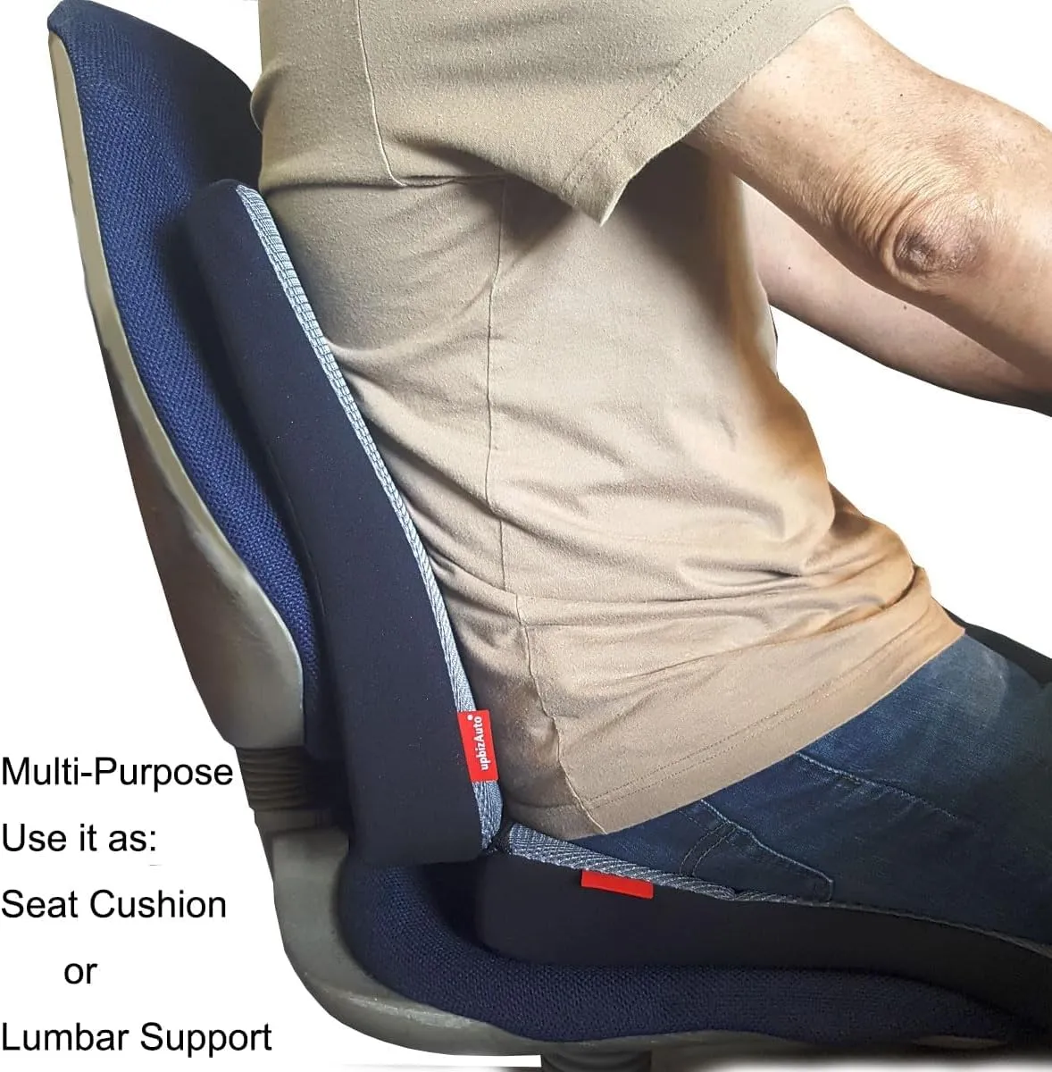 New Breathable Comfortable Ergonomic Wedge Car Seat Office Chair Back Support Cushion (Black Mesh)