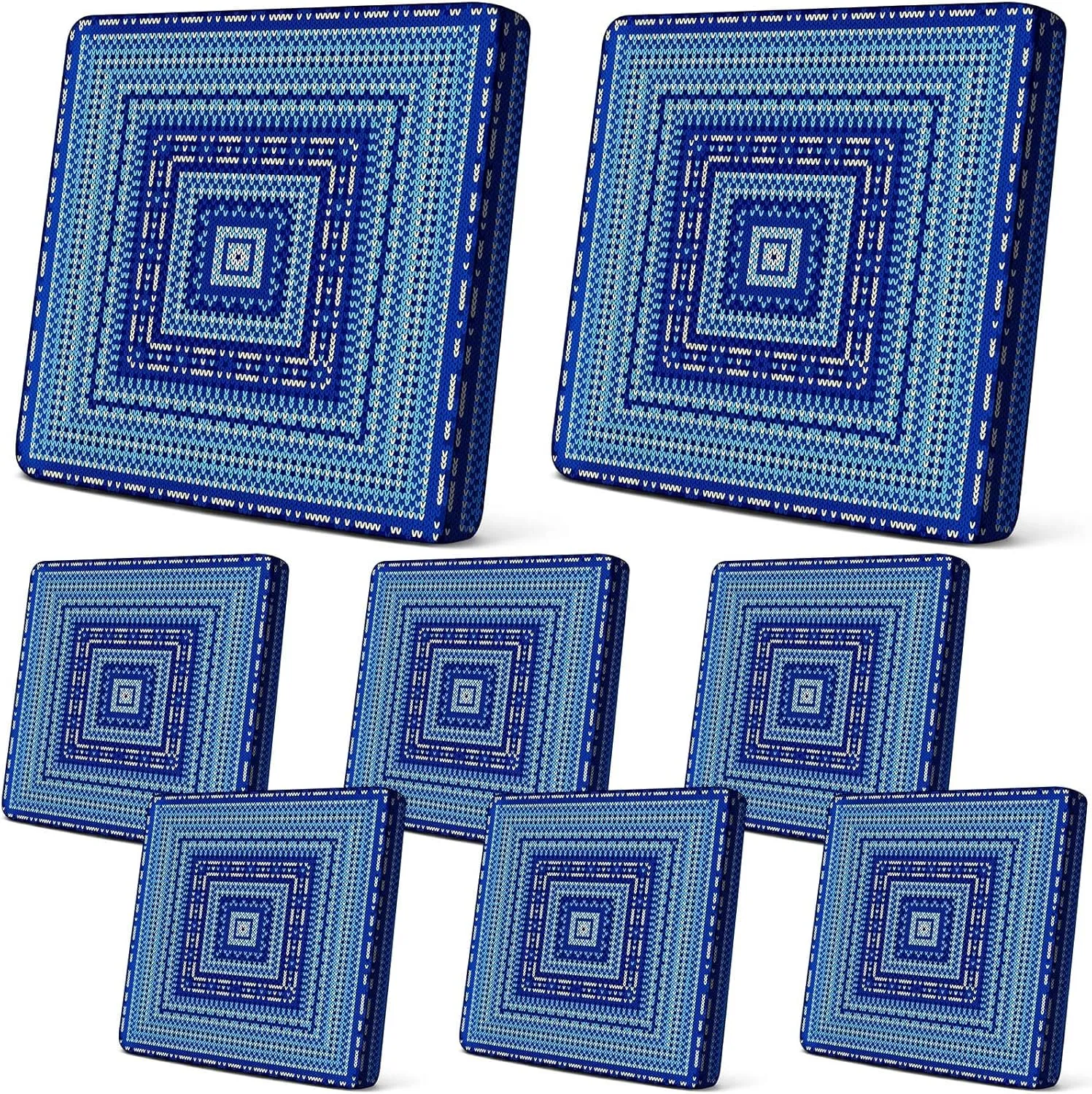 Newwiee 8 Pcs Patio Sofa Outdoor Cushion Cover Stretch Knitting Vision Couch Covers Replacement Patio Furniture Couch Slipcovers Chair Seat Protector Washable(Navy Blue)